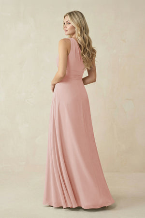 One-Shoulder A-Line Chiffon Bridesmaid Dress in English Rose (2) | KISSBRIDAL