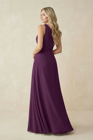 One-Shoulder A-Line Chiffon Bridesmaid Dress in Fig (2) | KISSBRIDAL