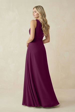 One - Shoulder A - Line Chiffon Bridesmaid Dress in Fig - SHE IS ME Bridesmaid Dresses