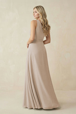 One - Shoulder A - Line Chiffon Bridesmaid Dress in Frost - SHE IS ME Bridesmaid Dresses