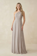 One-Shoulder A-Line Chiffon Bridesmaid Dress in Frost | KISSBRIDAL