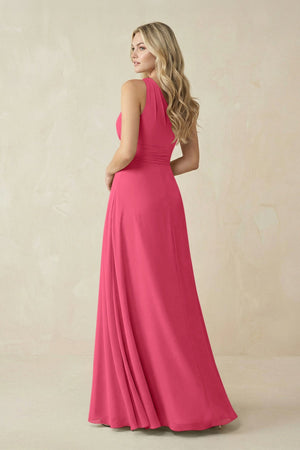 One - Shoulder A - Line Chiffon Bridesmaid Dress in Fuchsia - SHE IS ME Bridesmaid Dresses