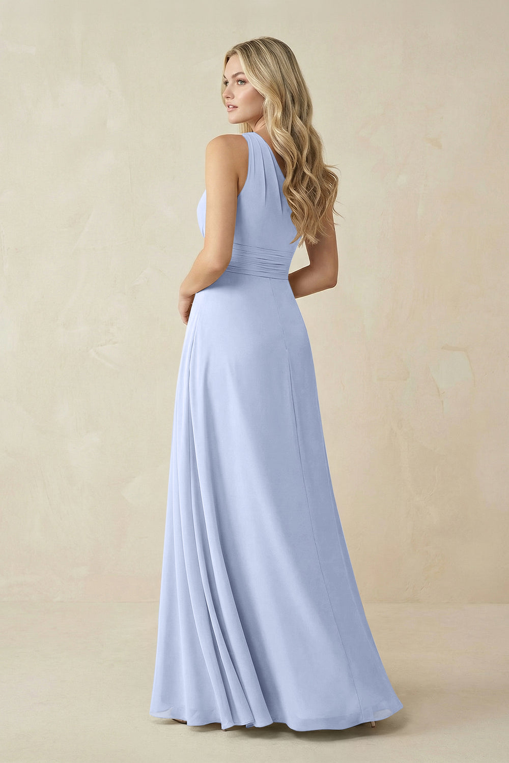 One-Shoulder A-Line Chiffon Bridesmaid Dress in Ice