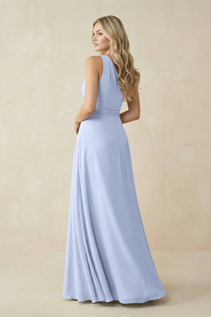 One-Shoulder A-Line Chiffon Bridesmaid Dress in Ice (2) | KISSBRIDAL