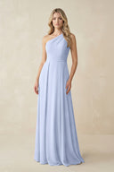 One-Shoulder A-Line Chiffon Bridesmaid Dress in Ice | KISSBRIDAL