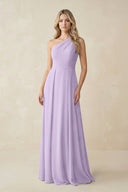 One - Shoulder A - Line Chiffon Bridesmaid Dress in Lavender - SHE IS ME Bridesmaid Dresses