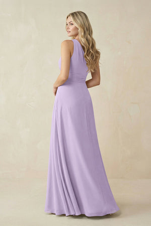 One - Shoulder A - Line Chiffon Bridesmaid Dress in Lavender - SHE IS ME Bridesmaid Dresses