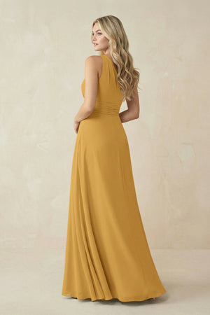 One-Shoulder A-Line Chiffon Bridesmaid Dress in Marigold (2) | KISSBRIDAL