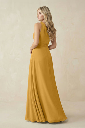 One - Shoulder A - Line Chiffon Bridesmaid Dress in Marigold - SHE IS ME Bridesmaid Dresses