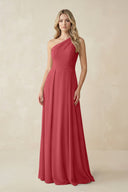 One - Shoulder A - Line Chiffon Bridesmaid Dress in Merlot - SHE IS ME Bridesmaid Dresses