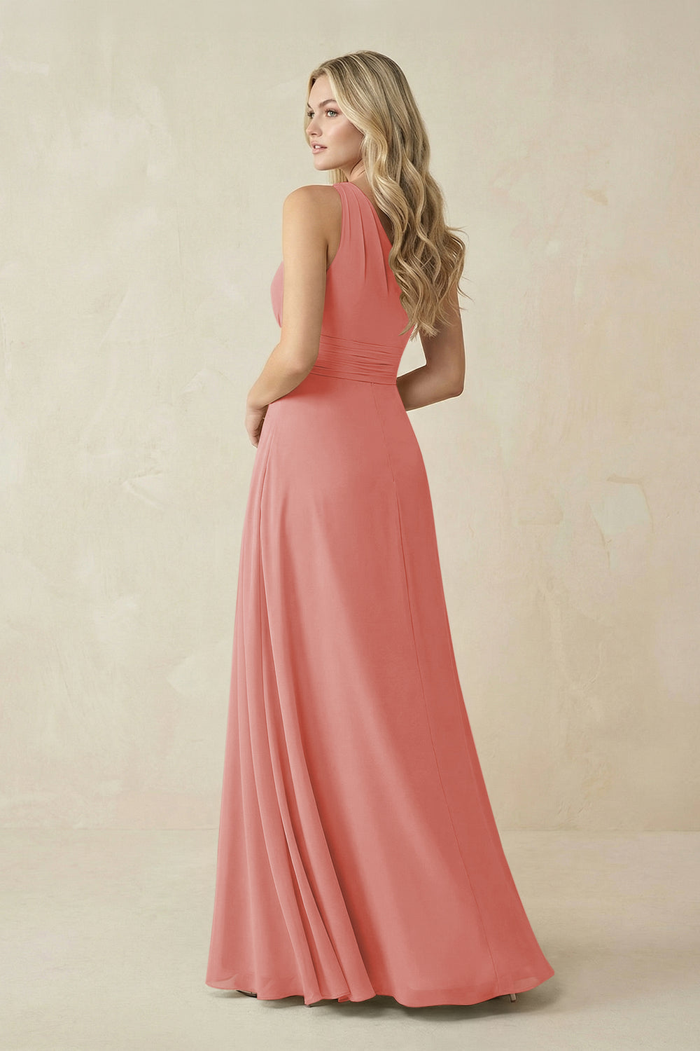One-Shoulder A-Line Chiffon Bridesmaid Dress in Mulberry