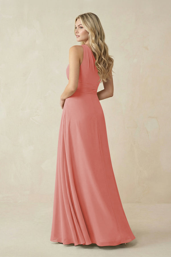 One-Shoulder A-Line Chiffon Bridesmaid Dress in Mulberry (2) | KISSBRIDAL