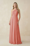 One - Shoulder A - Line Chiffon Bridesmaid Dress in Mulberry - SHE IS ME Bridesmaid Dresses