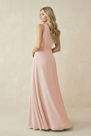 One - Shoulder A - Line Chiffon Bridesmaid Dress in Pale Blush - SHE IS ME Bridesmaid Dresses
