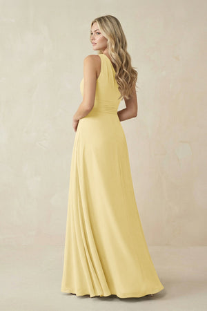 One - Shoulder A - Line Chiffon Bridesmaid Dress in Pastel Yellow - SHE IS ME Bridesmaid Dresses