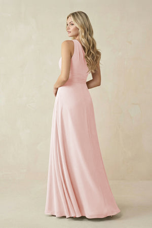 One-Shoulder A-Line Chiffon Bridesmaid Dress in Rose Petal (2) | KISSBRIDAL