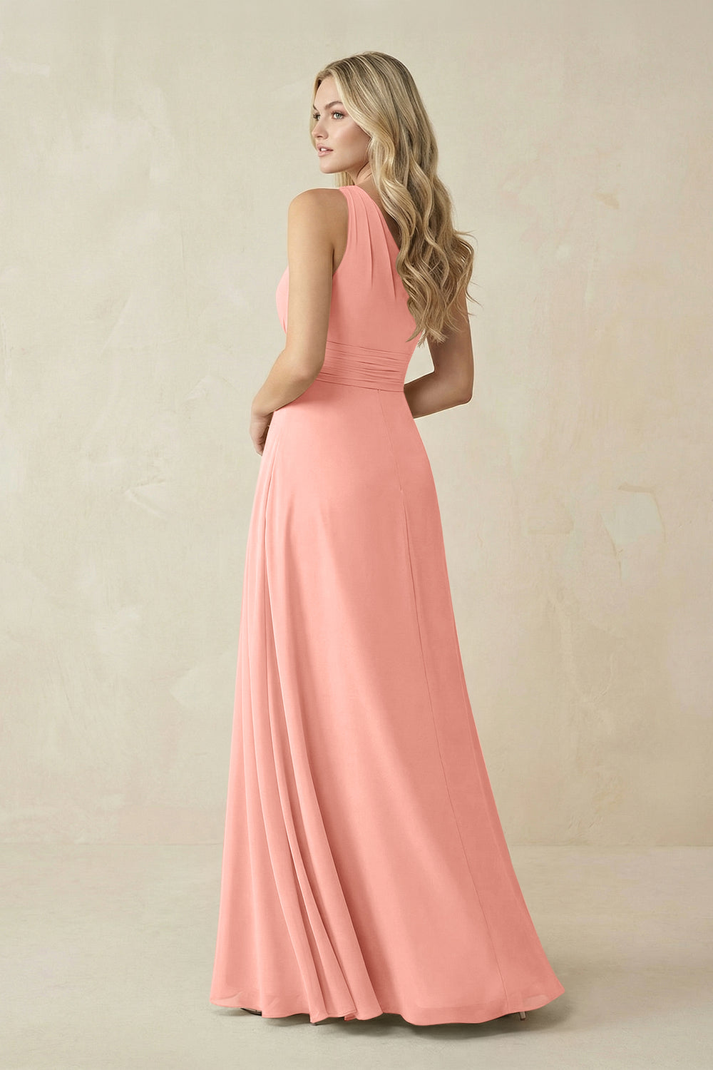 One-Shoulder A-Line Chiffon Bridesmaid Dress in Rosette