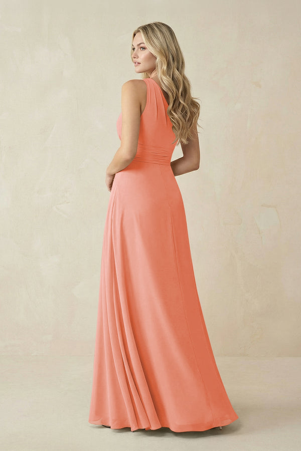 One - Shoulder A - Line Chiffon Bridesmaid Dress in Rosette - SHE IS ME Bridesmaid Dresses