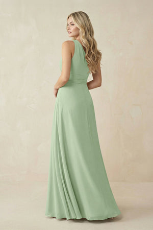 One - Shoulder A - Line Chiffon Bridesmaid Dress in Sage - SHE IS ME Bridesmaid Dresses