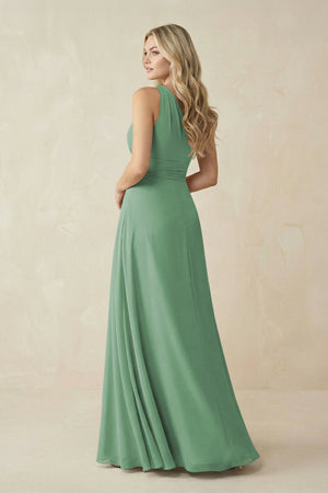 One - Shoulder A - Line Chiffon Bridesmaid Dress in Sea Glass - SHE IS ME Bridesmaid Dresses