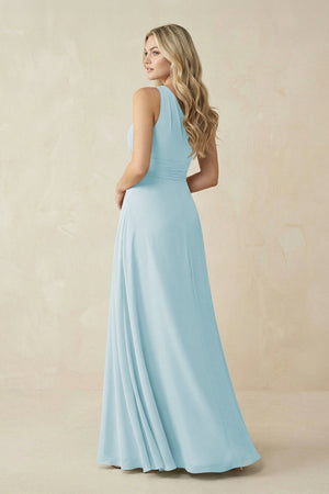 One - Shoulder A - Line Chiffon Bridesmaid Dress in Sky Blue - SHE IS ME Bridesmaid Dresses