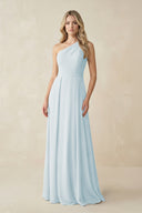 One-Shoulder A-Line Chiffon Bridesmaid Dress in Sky Blue | KISSBRIDAL