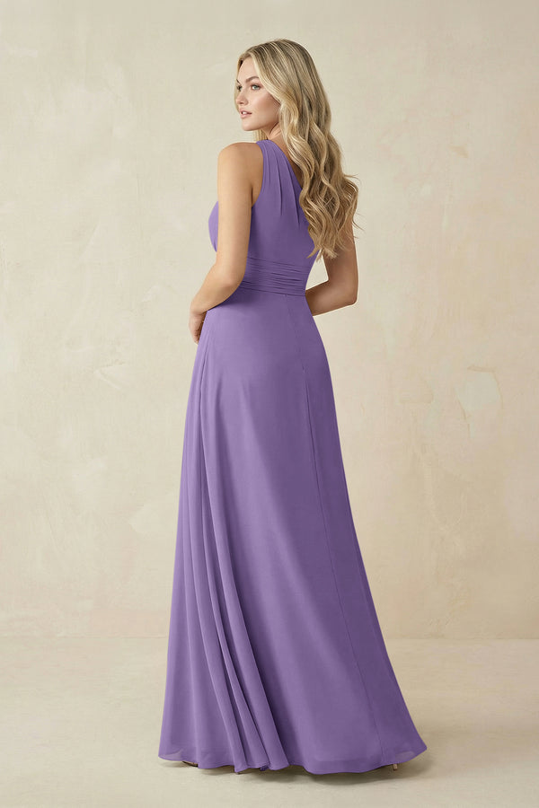 One-Shoulder A-Line Chiffon Bridesmaid Dress in Tahiti (2) | KISSBRIDAL
