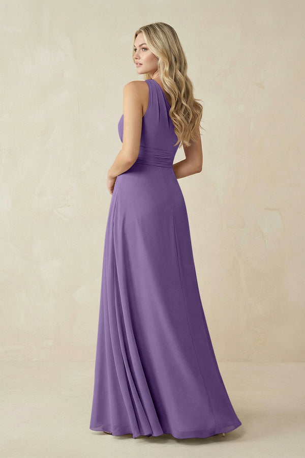 One - Shoulder A - Line Chiffon Bridesmaid Dress in Tahiti - SHE IS ME Bridesmaid Dresses