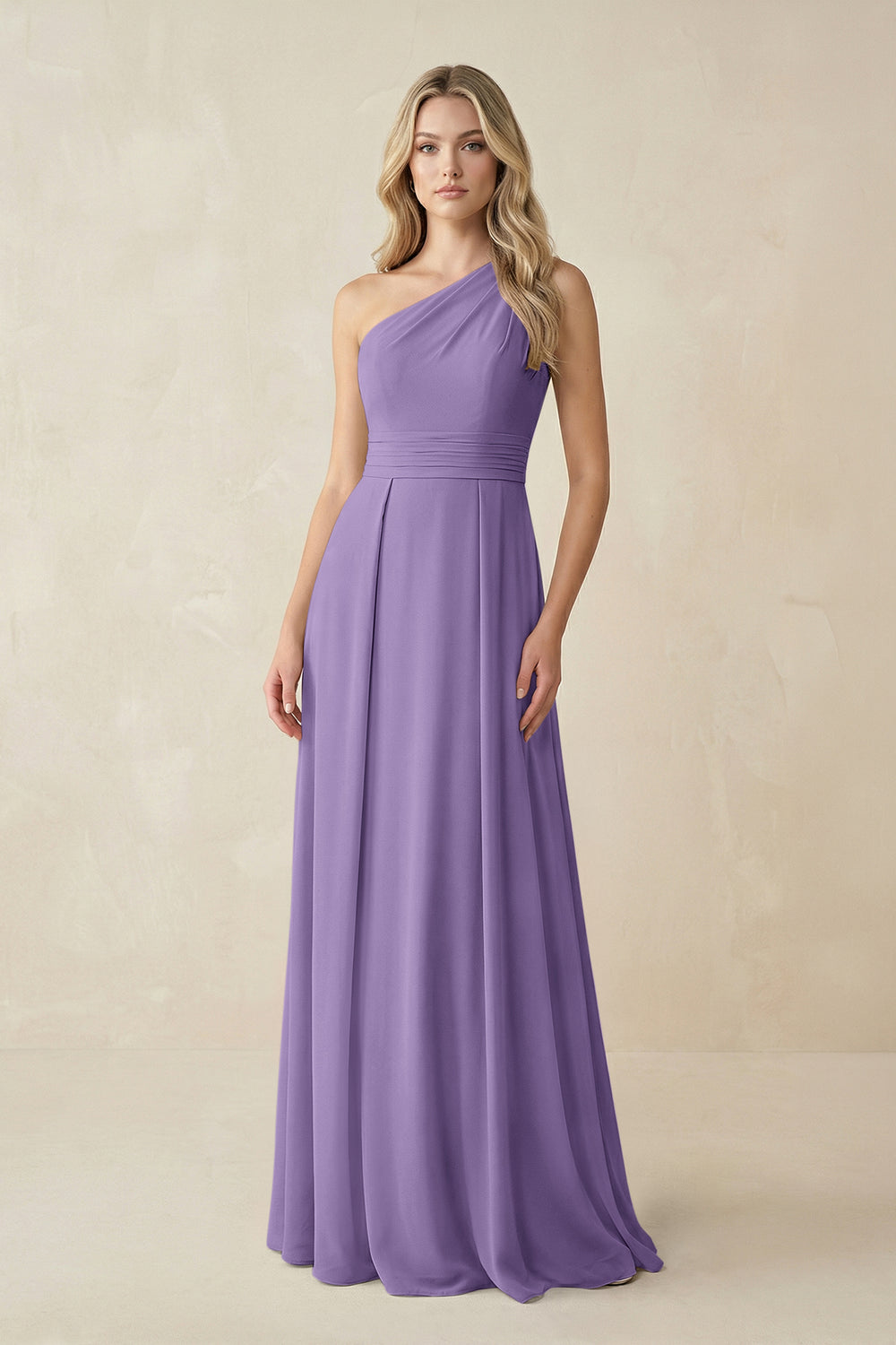 One-Shoulder A-Line Chiffon Bridesmaid Dress in Tahiti