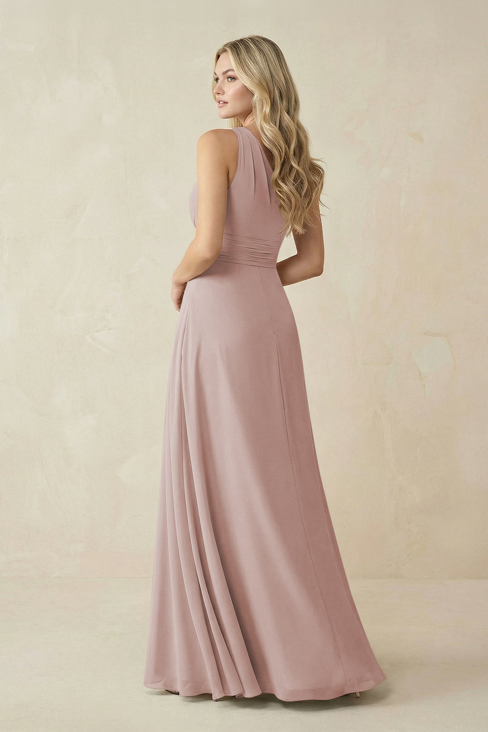 One-Shoulder A-Line Chiffon Bridesmaid Dress in Toffee
