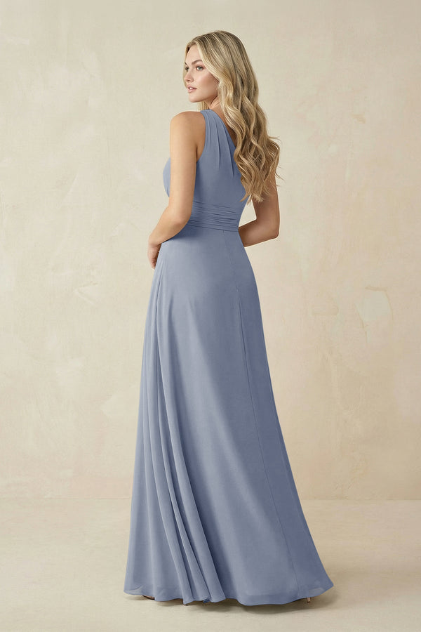 One - Shoulder A - Line Chiffon Bridesmaid Dress in Twilight - SHE IS ME Bridesmaid Dresses