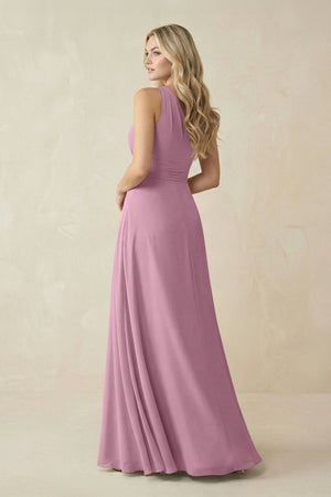 One - Shoulder A - Line Chiffon Bridesmaid Dress in Vintage Mauve - SHE IS ME Bridesmaid Dresses