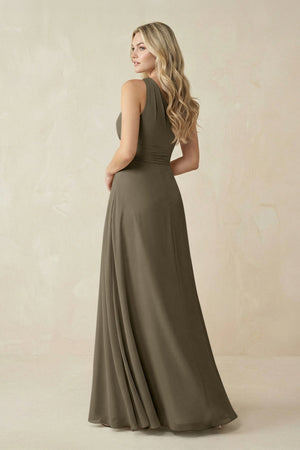 One - Shoulder A - Line Chiffon Bridesmaid Dress in Willow Green - SHE IS ME Bridesmaid Dresses