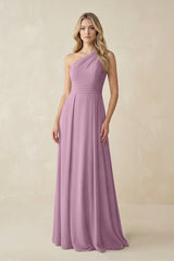 One - Shoulder A - Line Chiffon Bridesmaid Dress in Wisteria - KISS BRIDAL Bridesmaid Dresses