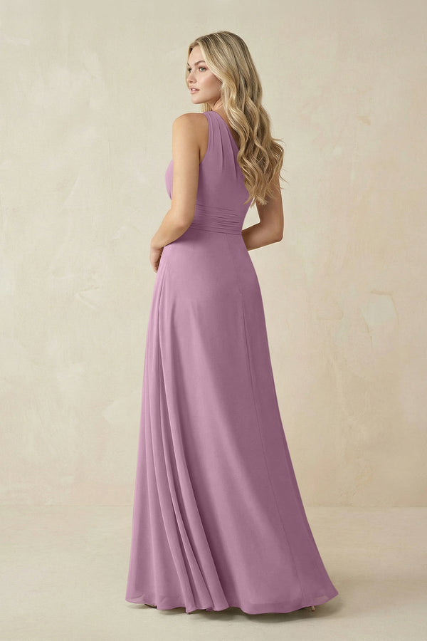 One - Shoulder A - Line Chiffon Bridesmaid Dress in Wisteria - SHE IS ME Bridesmaid Dresses