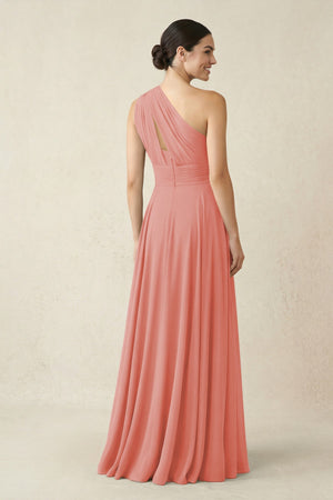One - Shoulder A - Line Pleated Chiffon Bridesmaid Dress in Mulberry - SHE IS ME Bridesmaid Dresses