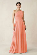 One - Shoulder A - Line Pleated Chiffon Bridesmaid Dress in Rosette - SHE IS ME Bridesmaid Dresses