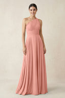 One-Shoulder A-Line Pleated Chiffon Bridesmaid Dress in Rosette | KISSBRIDAL