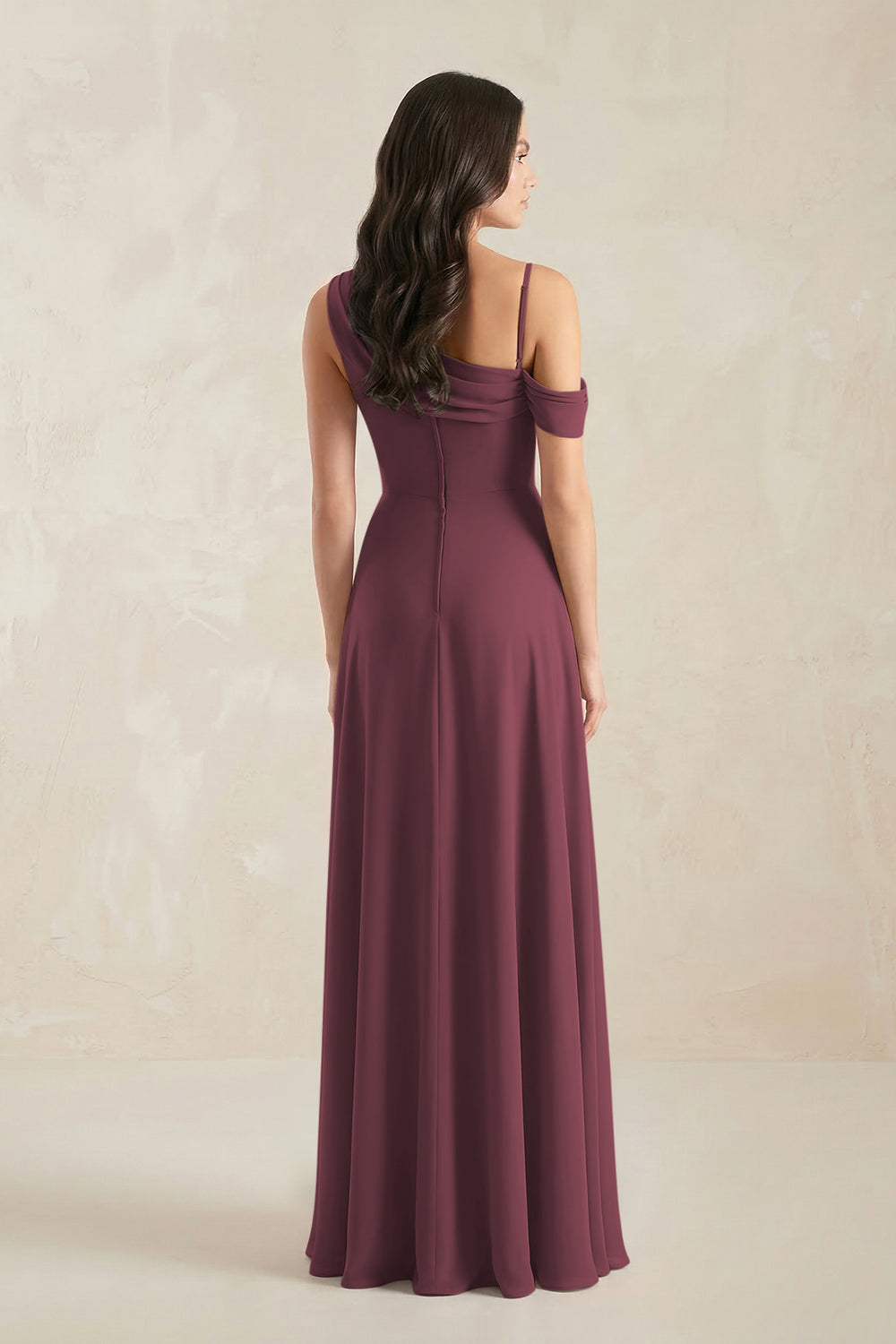One-Shoulder Chiffon A-Line Bridesmaid Dress in Desert Rose