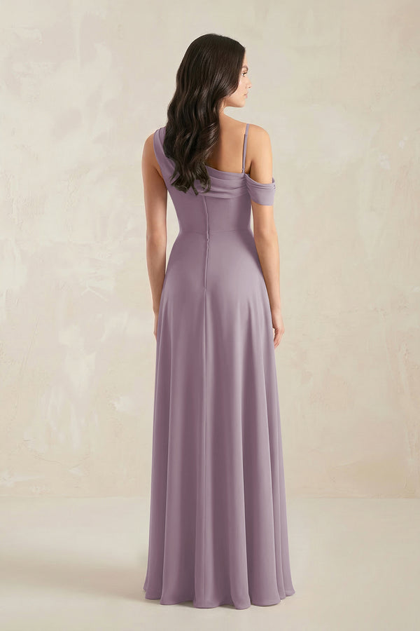 One-Shoulder Chiffon A-Line Bridesmaid Dress in Dusk (2) | KISSBRIDAL