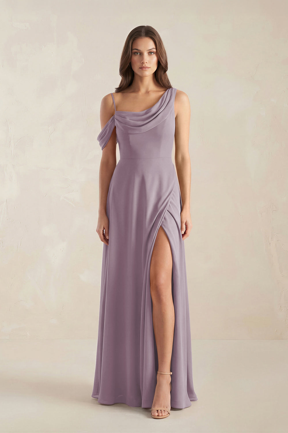 One-Shoulder Chiffon A-Line Bridesmaid Dress in Dusk