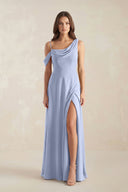 One-Shoulder Chiffon A-Line Bridesmaid Dress in Ice | KISSBRIDAL