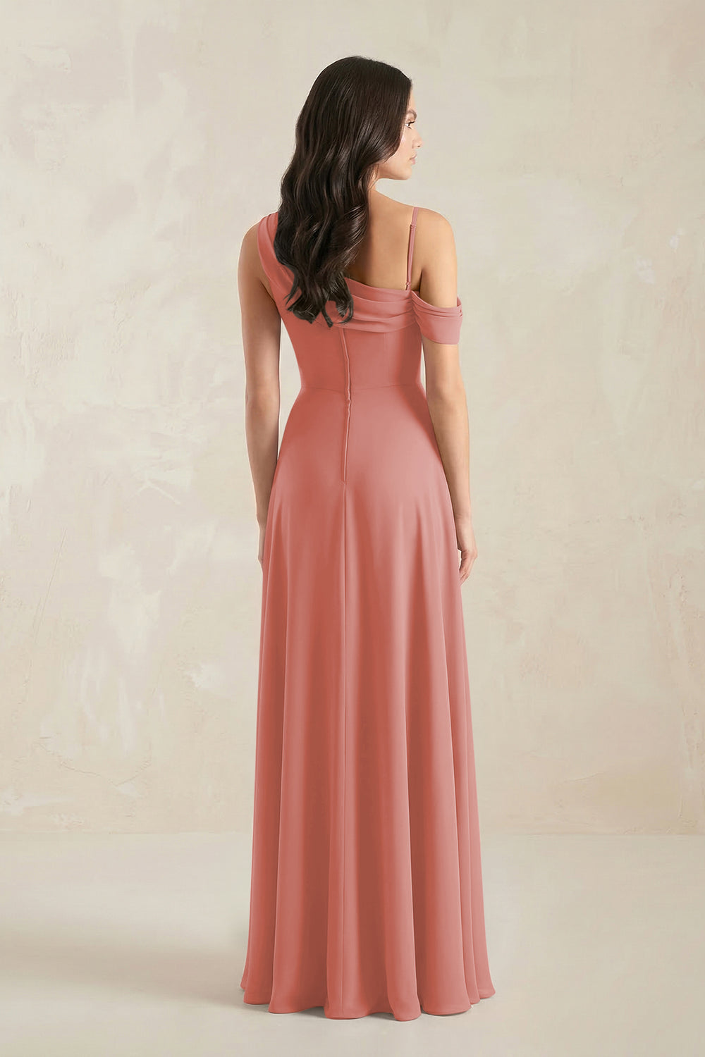 One-Shoulder Chiffon A-Line Bridesmaid Dress in Mulberry