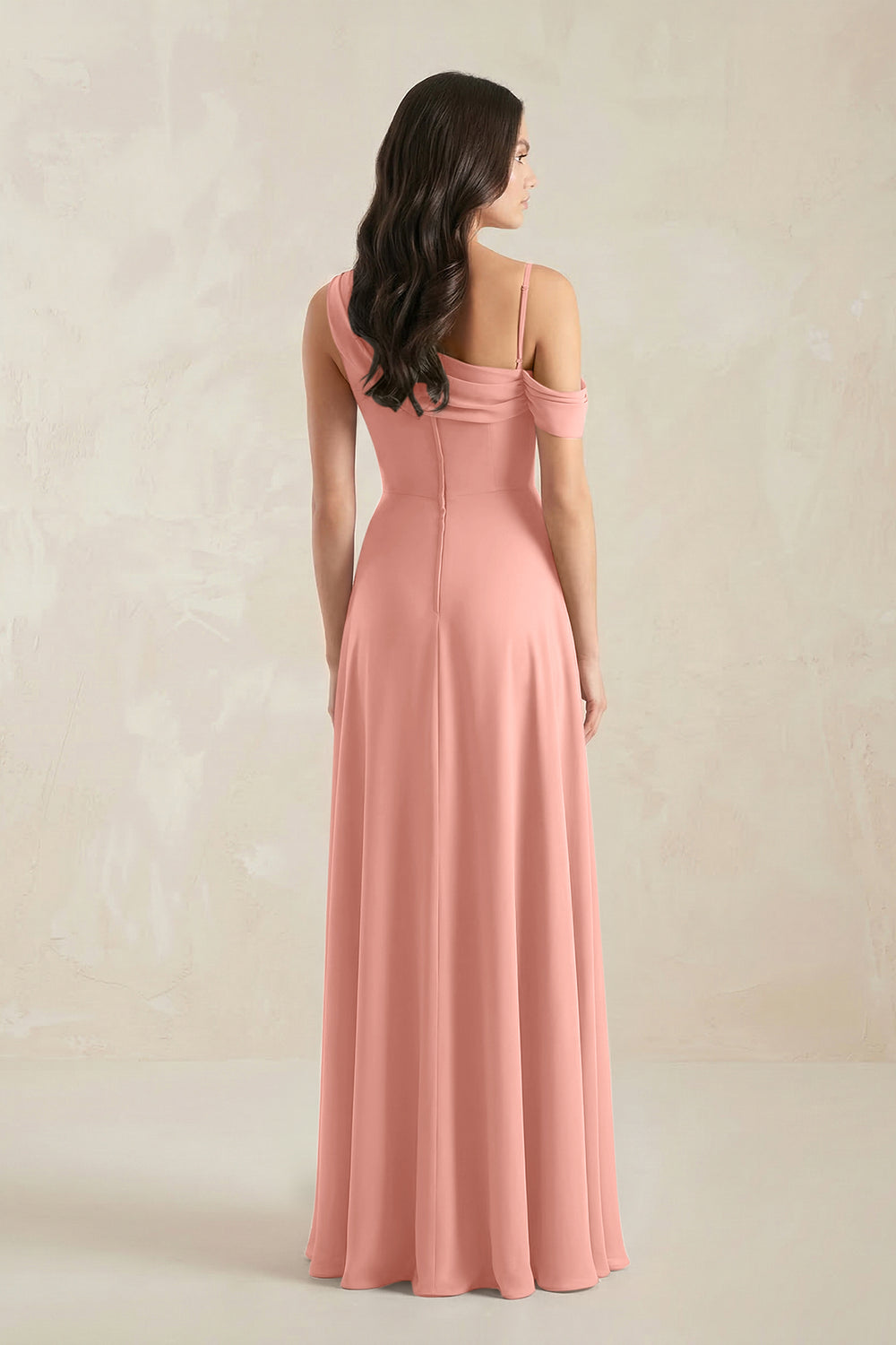 One-Shoulder Chiffon A-Line Bridesmaid Dress in Rosette