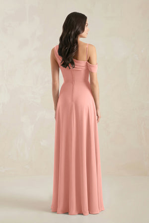 One-Shoulder Chiffon A-Line Bridesmaid Dress in Rosette (2) | KISSBRIDAL
