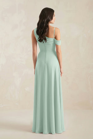 One-Shoulder Chiffon A-Line Bridesmaid Dress in Sage (2) | KISSBRIDAL