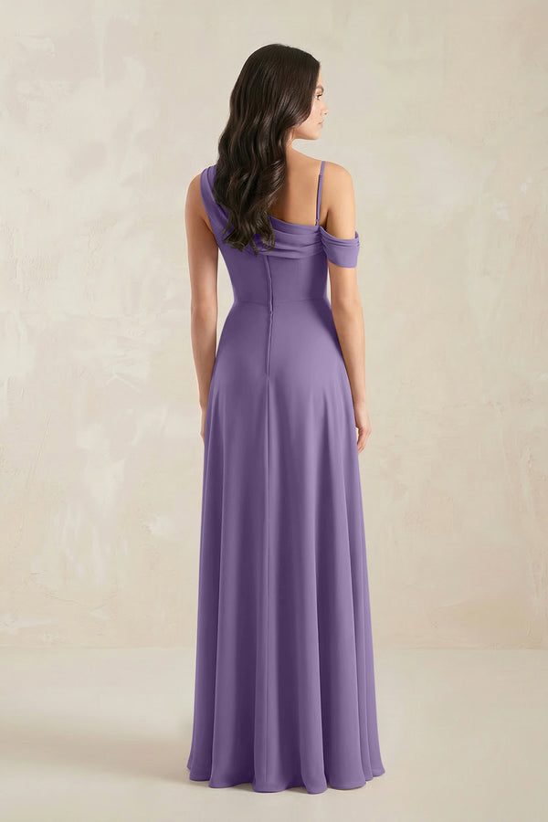 One-Shoulder Chiffon A-Line Bridesmaid Dress in Tahiti (2) | KISSBRIDAL