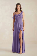 One-Shoulder Chiffon A-Line Bridesmaid Dress in Tahiti | KISSBRIDAL