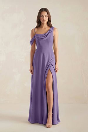 One-Shoulder Chiffon A-Line Bridesmaid Dress in Tahiti | KISSBRIDAL