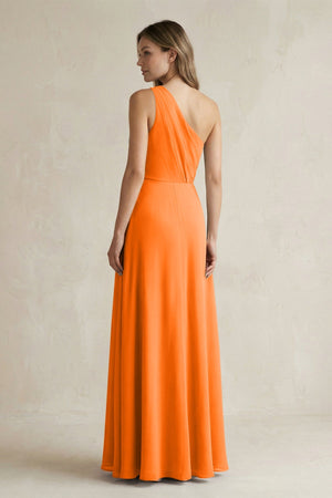 One-Shoulder Chiffon A-Line Bridesmaid Dress With Slit in Cinnamon - SHE IS ME BRIDESMAID DRESSES